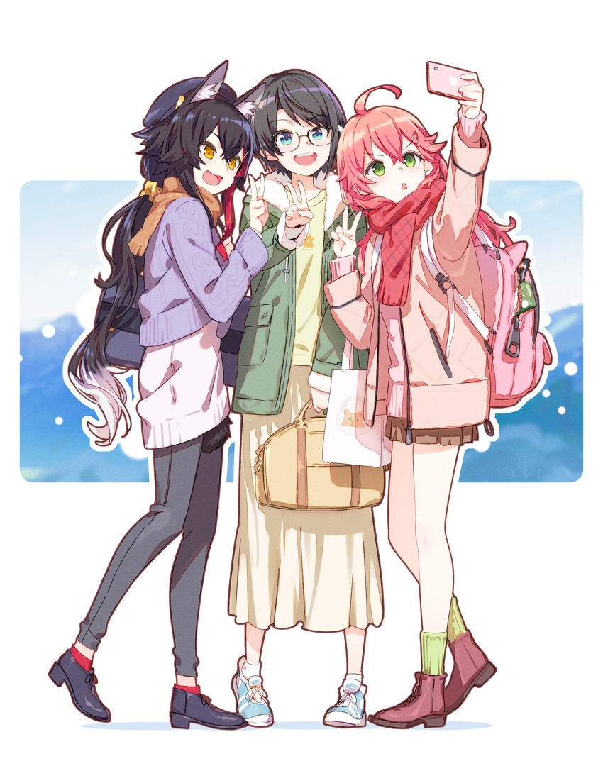 sakura miko, ookami mio, and oozora subaru (hololive) drawn by fuyuno_yuuki