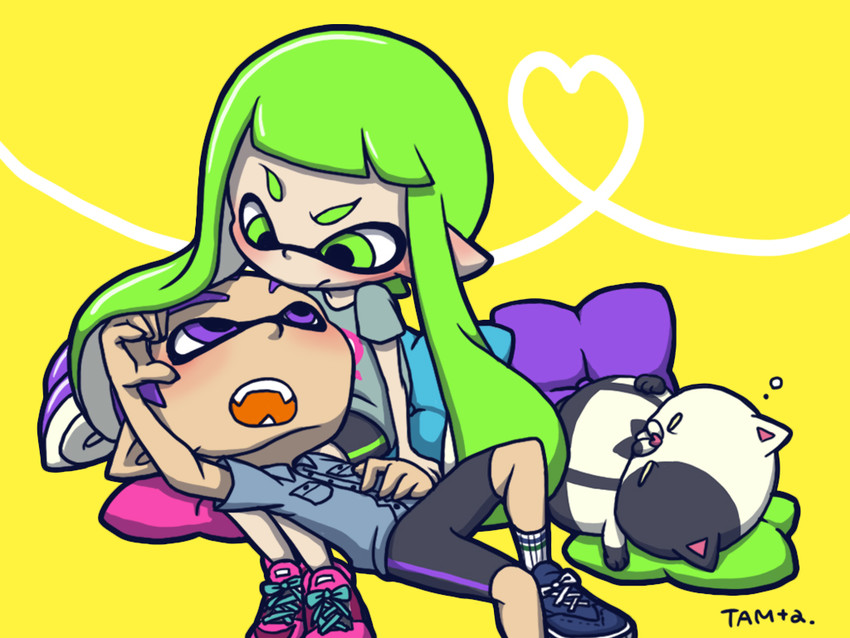 inkling player character, inkling girl, inkling boy, and judd (splatoon and 1 more) drawn by tama_2400