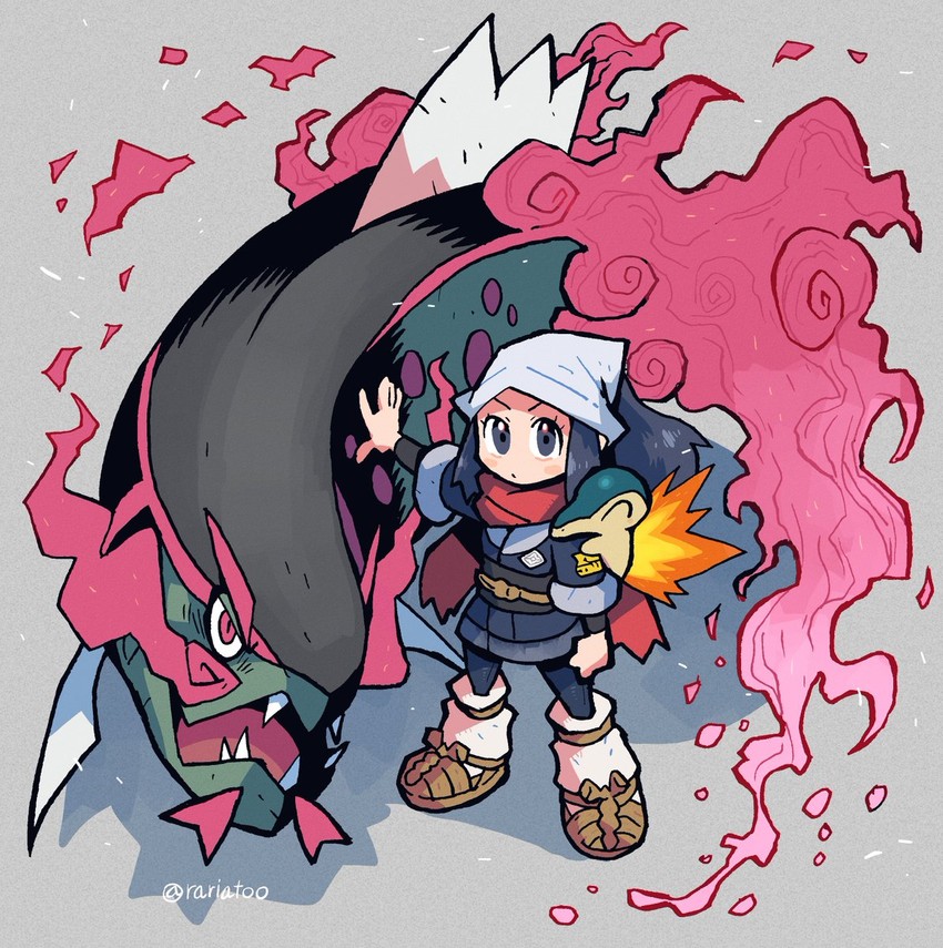 akari, cyndaquil, and basculegion (pokemon and 1 more) drawn by rariatto_(ganguri)