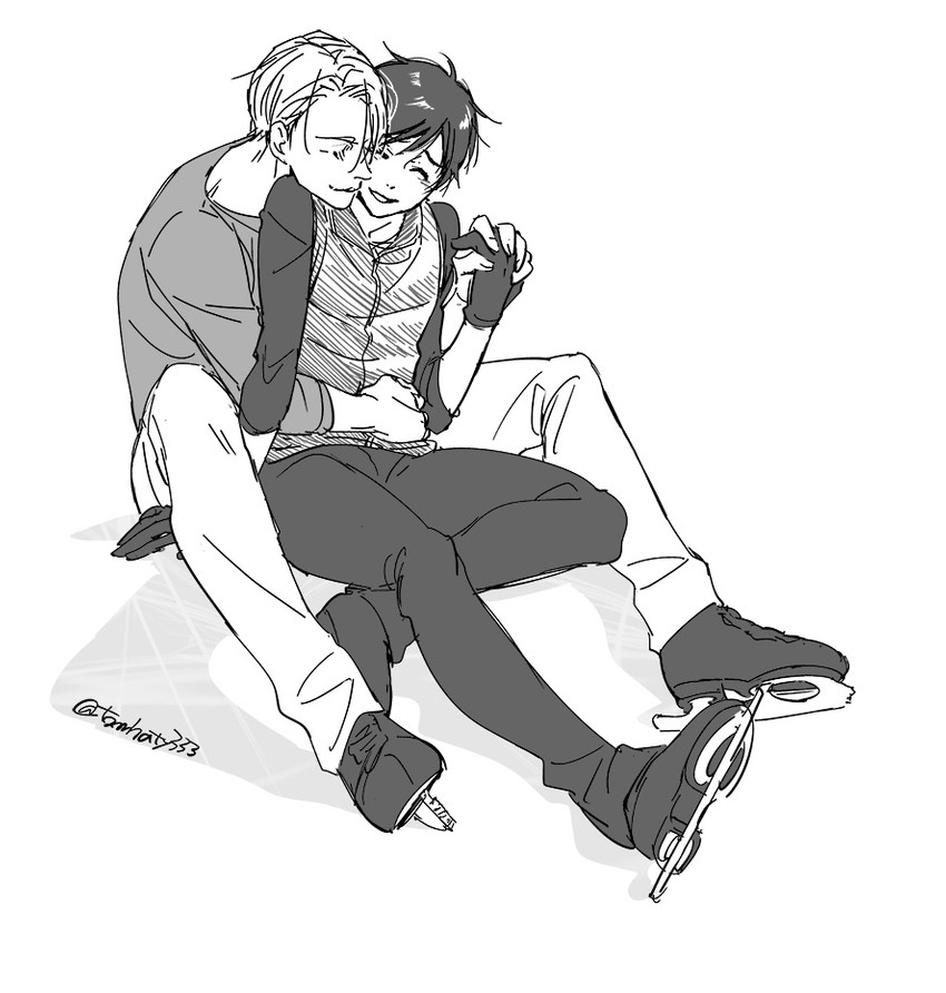katsuki yuuri and viktor nikiforov (yuri!!! on ice) drawn by tomo_(tomhaty333)
