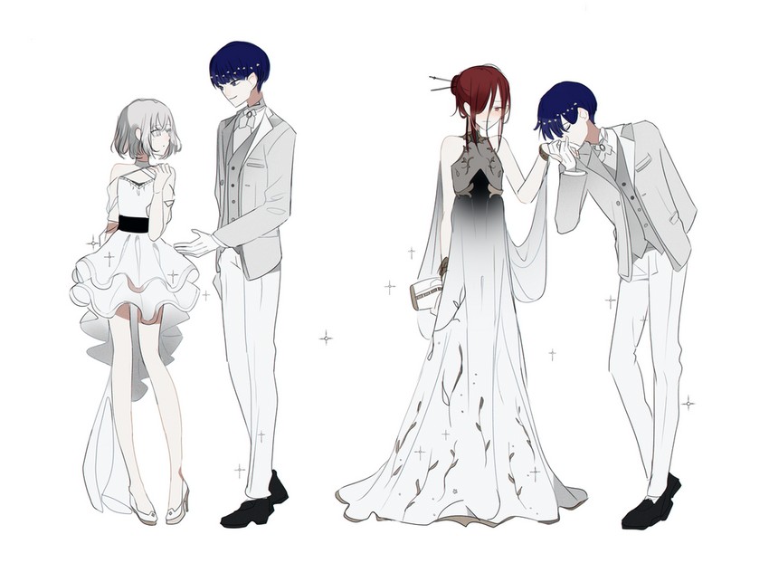 phosphophyllite, diamond, and cinnabar (houseki no kuni) drawn by mina_hiragi