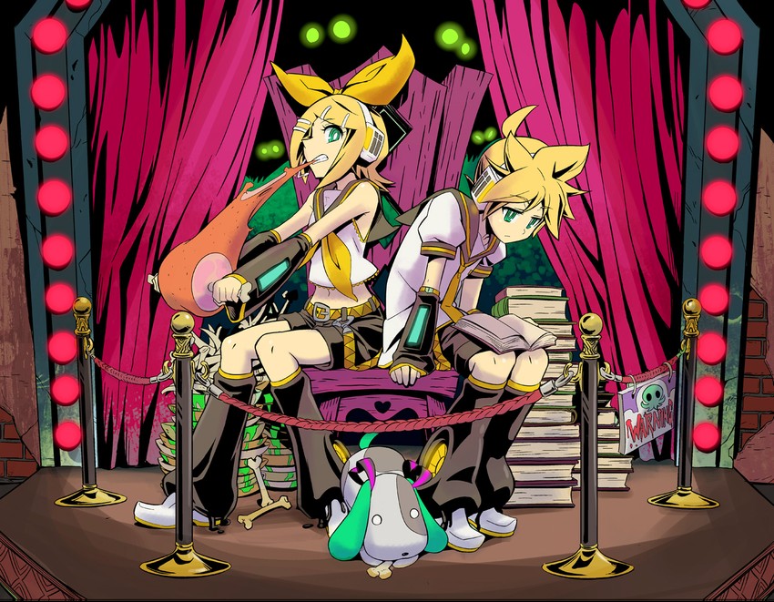 hatsune miku and kagamine len (vocaloid and 2 more) drawn by maxgonta