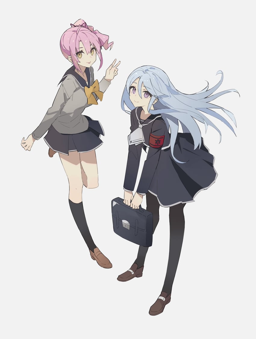kugayama rion and hokuto mitsuki (tokyo xanadu) drawn by george_man