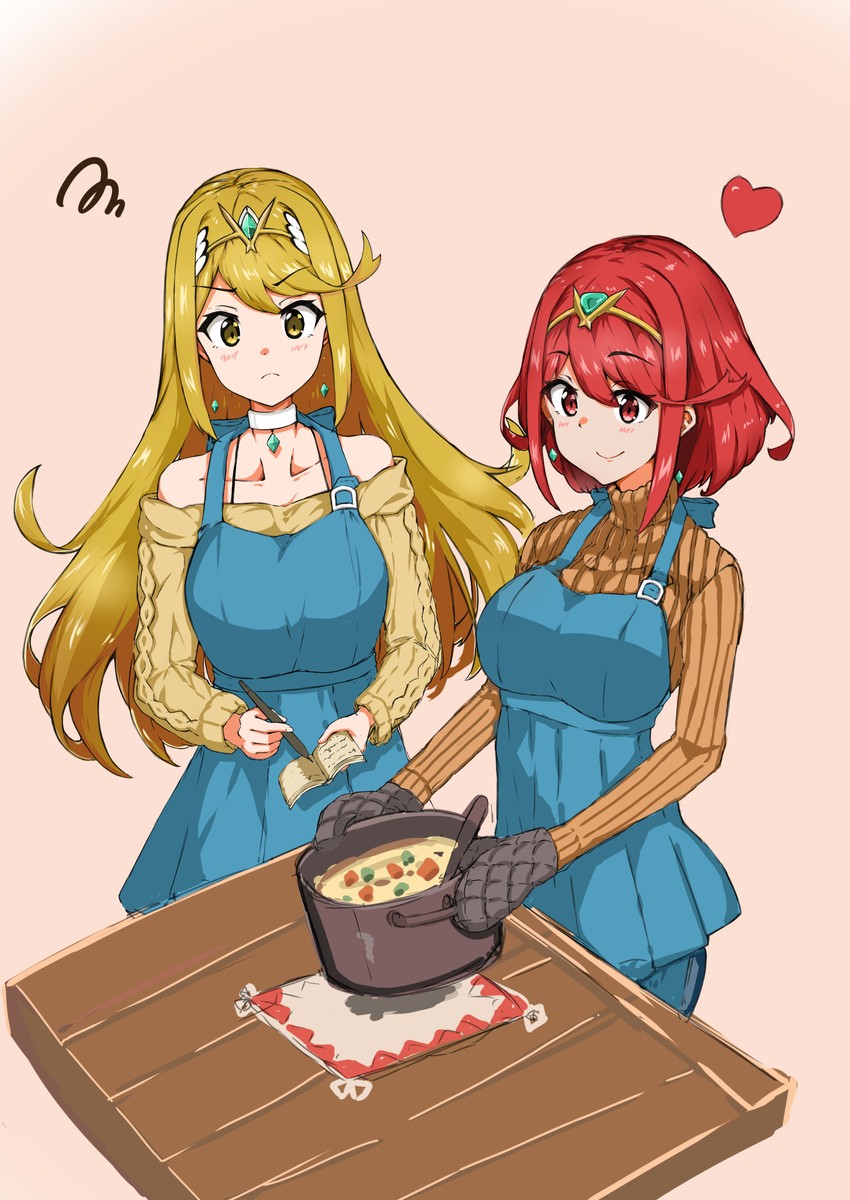 pyra and mythra (xenoblade chronicles and 1 more) drawn by aotsuba