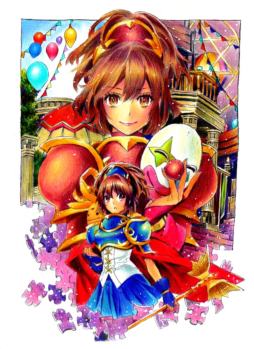 arle nadja, carbuncle, and doppelganger arle (puyopuyo and 2 more) drawn by nobita_(makoto7060355)