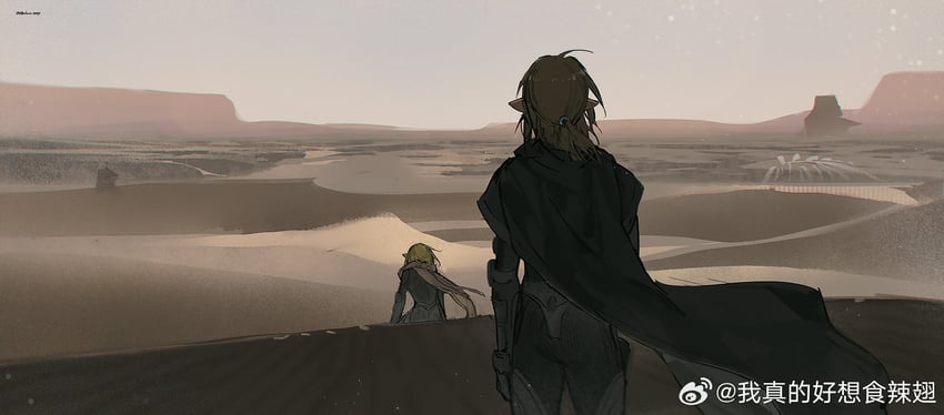link and princess zelda (the legend of zelda and 3 more) drawn by akihare