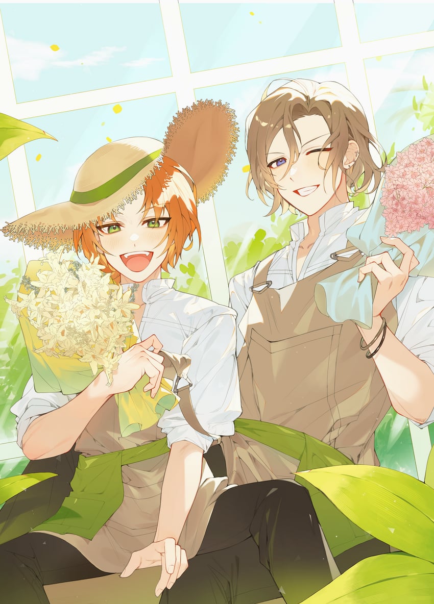 tsukinaga leo and settsu banri (ensemble stars! and 1 more) drawn by kuripang_bbb