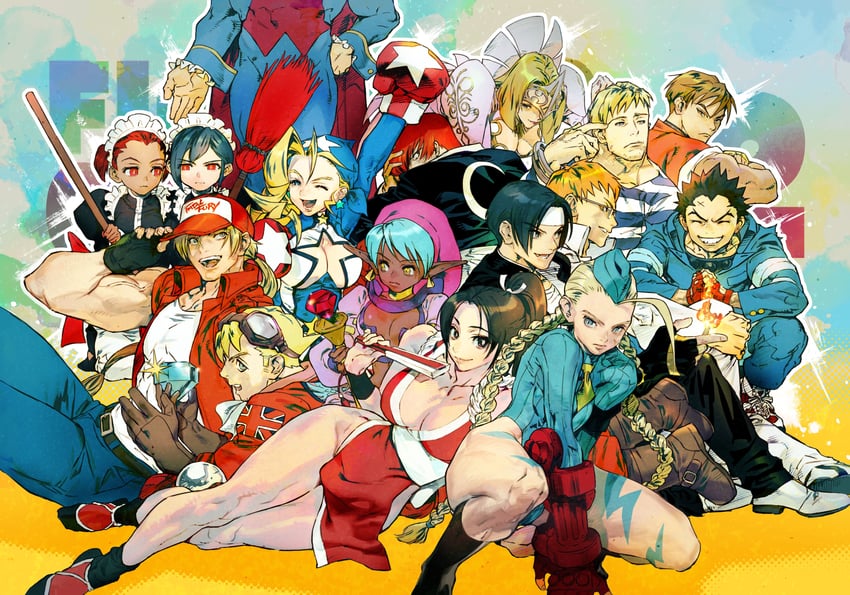 cammy white, shiranui mai, terry bogard, akuma, yagami iori, and 12 more (street fighter and 12 more) drawn by tamio