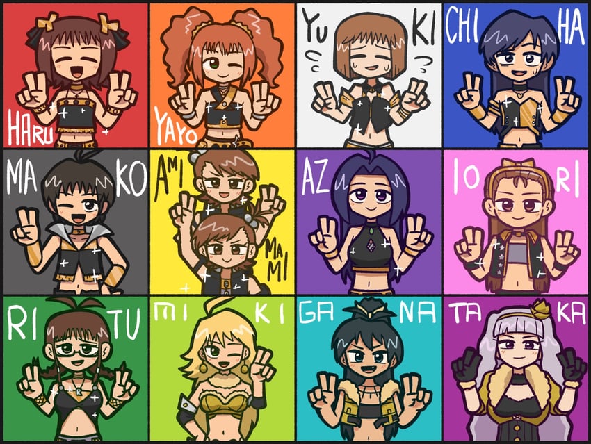hoshii miki, kisaragi chihaya, amami haruka, kikuchi makoto, shijou takane, and 8 more (idolmaster and 2 more) drawn by fis_(t83192933)