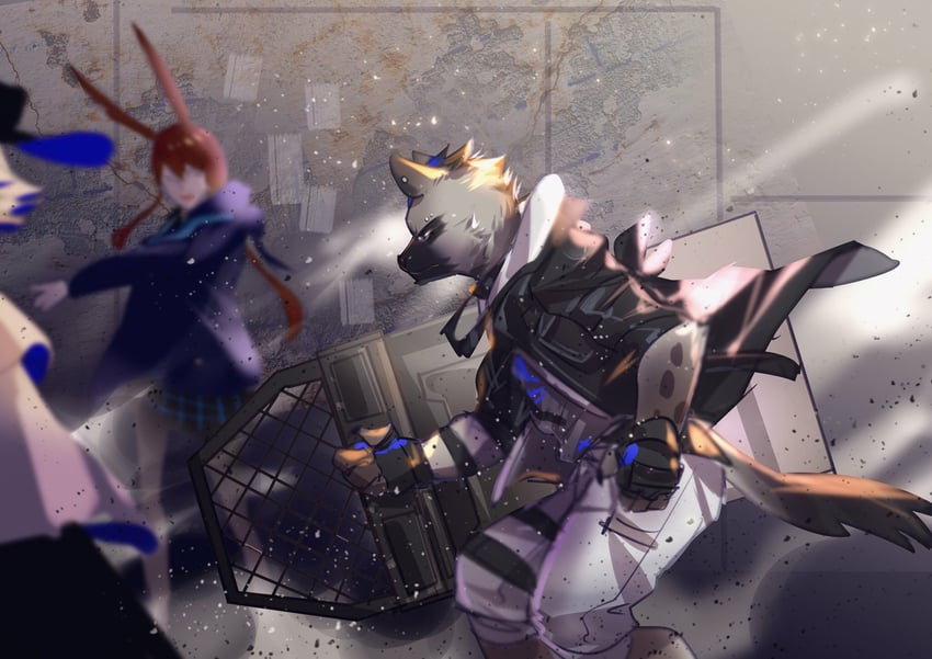 amiya, spot, and orchid (arknights) drawn by crrispy_shark