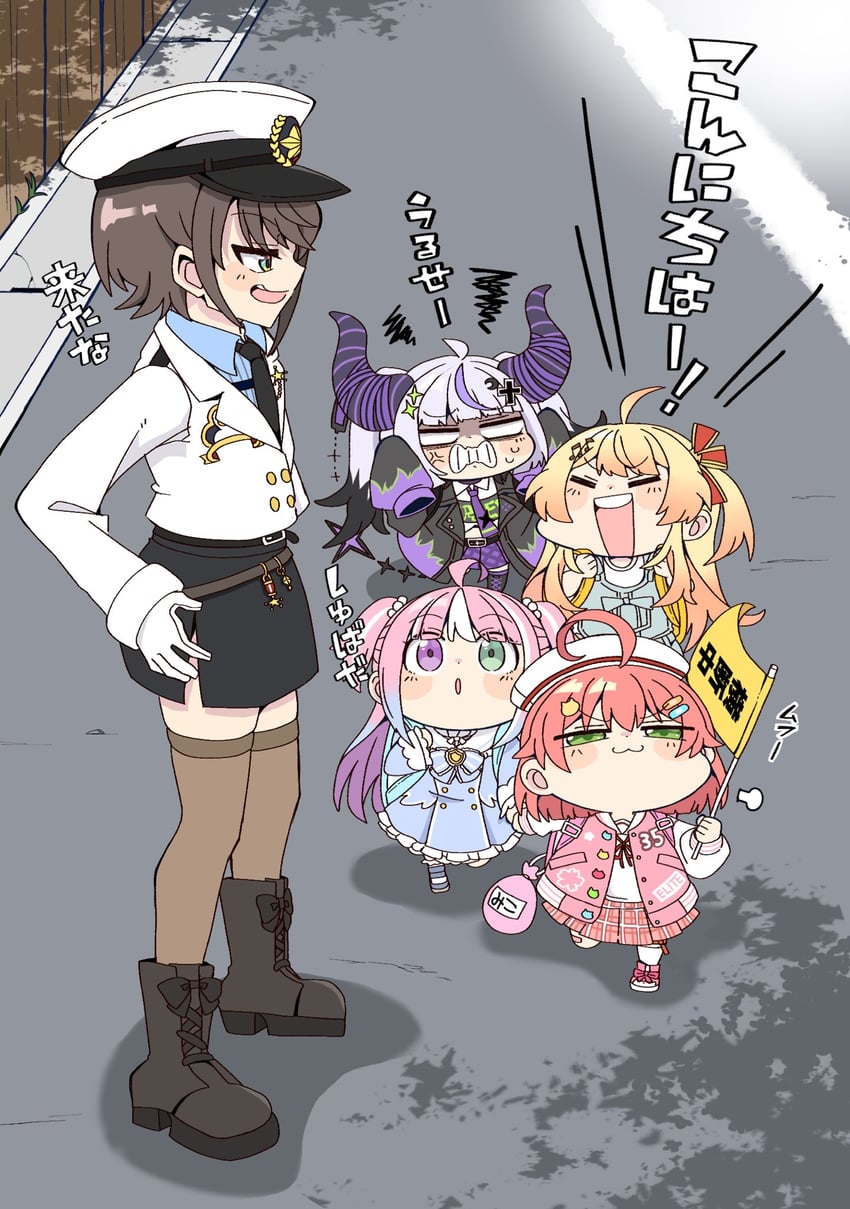 sakura miko, oozora subaru, la+ darknesss, himemori luna, and otonose kanade (hololive and 1 more) drawn by tada_no_shika