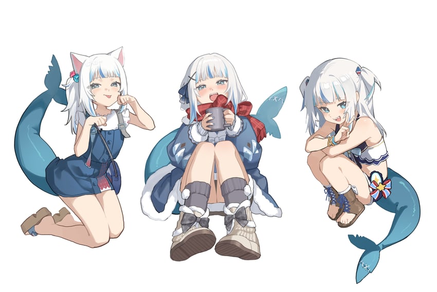 gawr gura (hololive and 1 more) drawn by midori_fufu