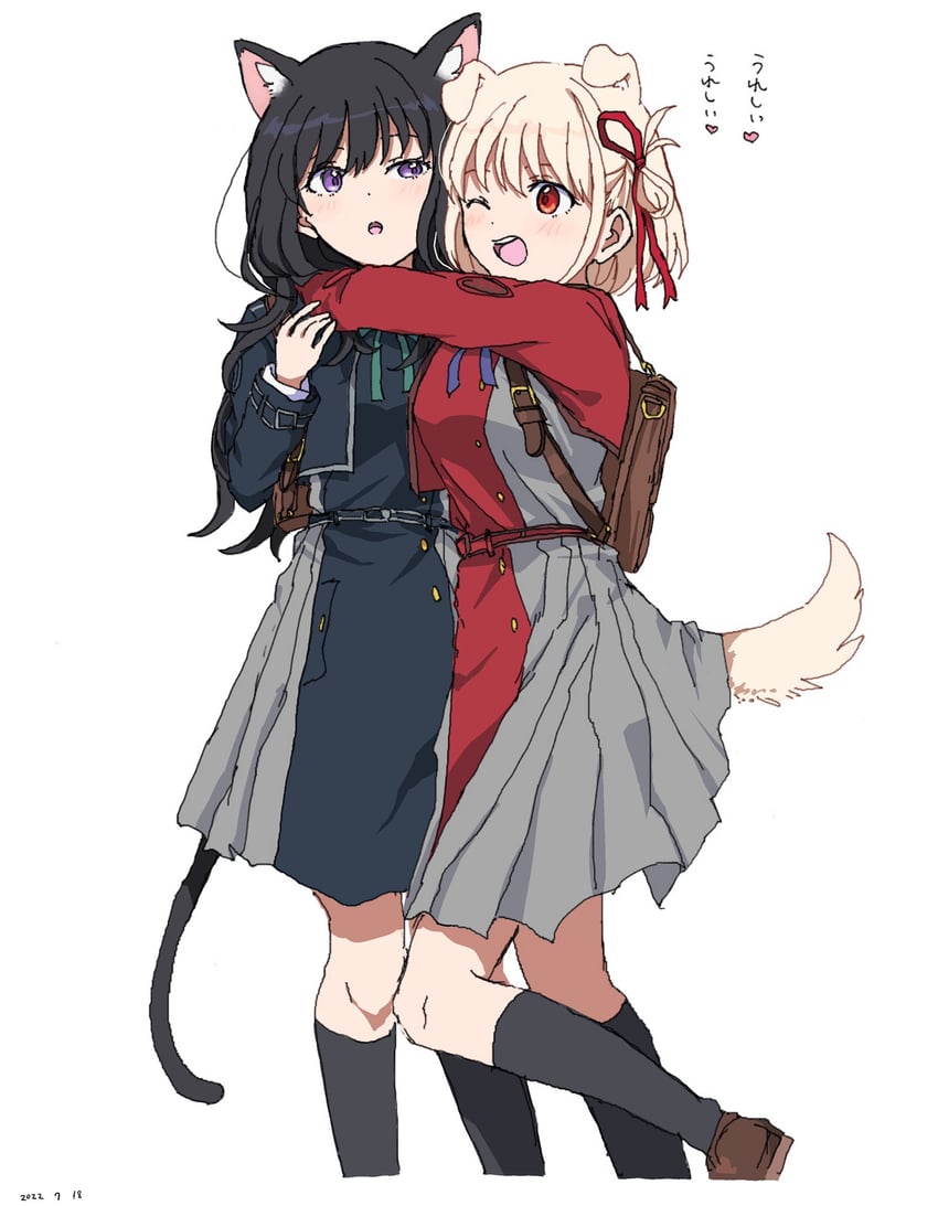 nishikigi chisato and inoue takina (lycoris recoil) drawn by takatisakana