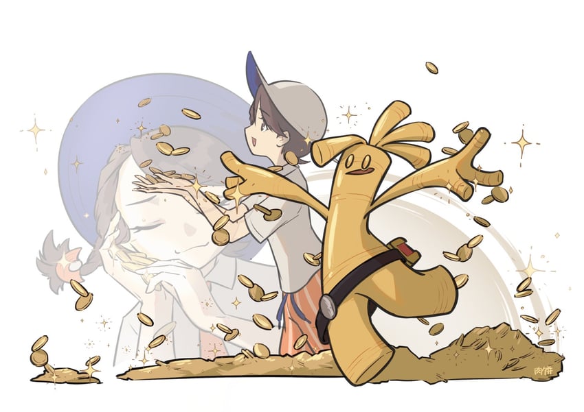 juliana and gholdengo (pokemon and 1 more) drawn by robinlovesop