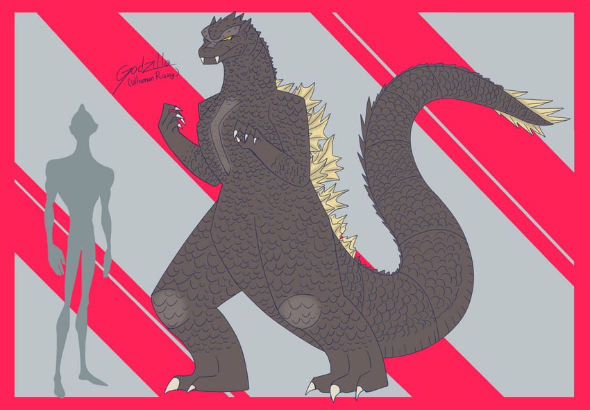 godzilla and ultraman (original and 3 more) drawn by plasmili0
