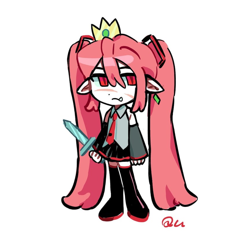 hatsune miku and technoblade (vocaloid and 2 more) drawn by quinn_(insectlover001)