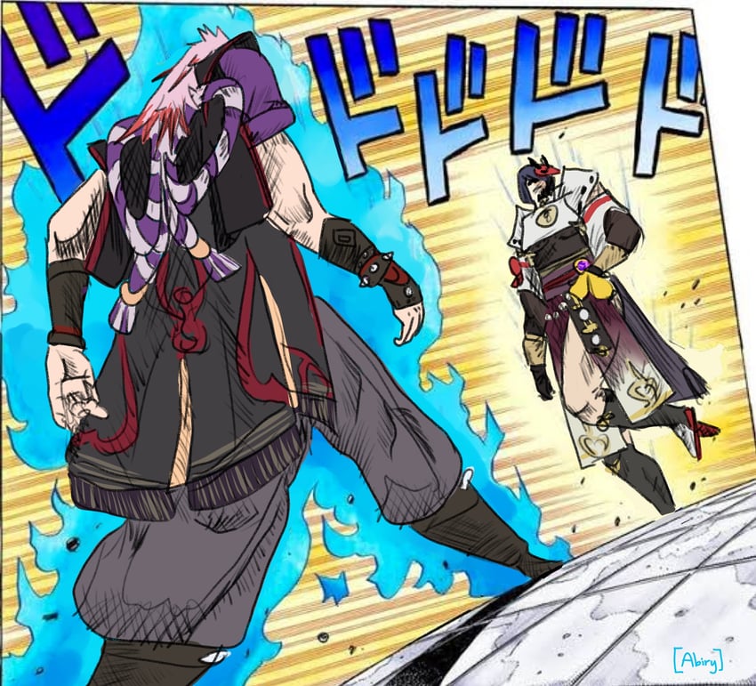 kujou sara and arataki itto (genshin impact and 2 more) drawn by abirybrainrot