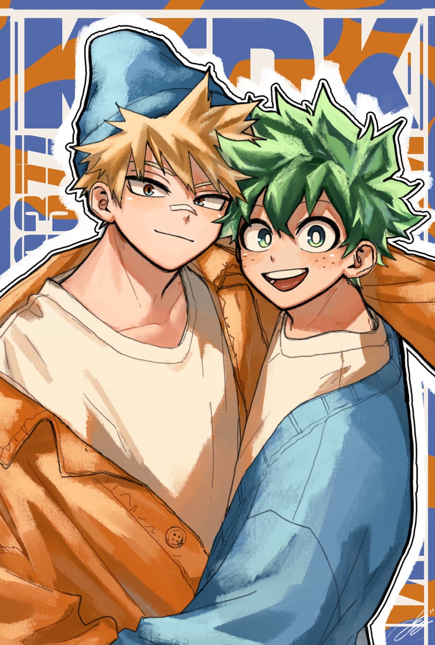 midoriya izuku and bakugou katsuki (boku no hero academia) drawn by hkt26as