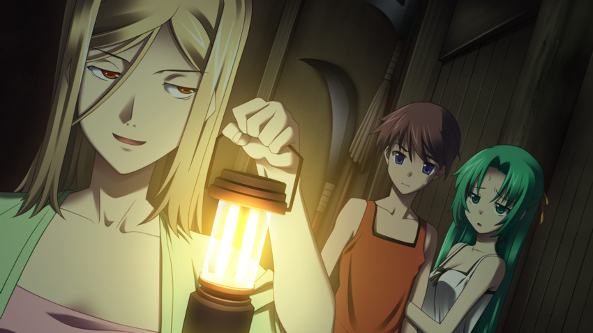 sonozaki shion, maebara keiichi, and takano miyo (higurashi no naku koro ni and 1 more) drawn by rato