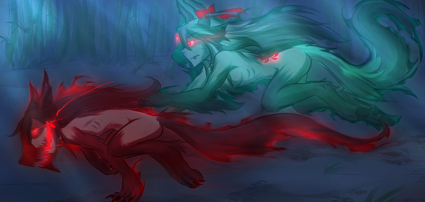 kamishirasawa keine, imaizumi kagerou, and ex-keine (touhou) drawn by regalclaw