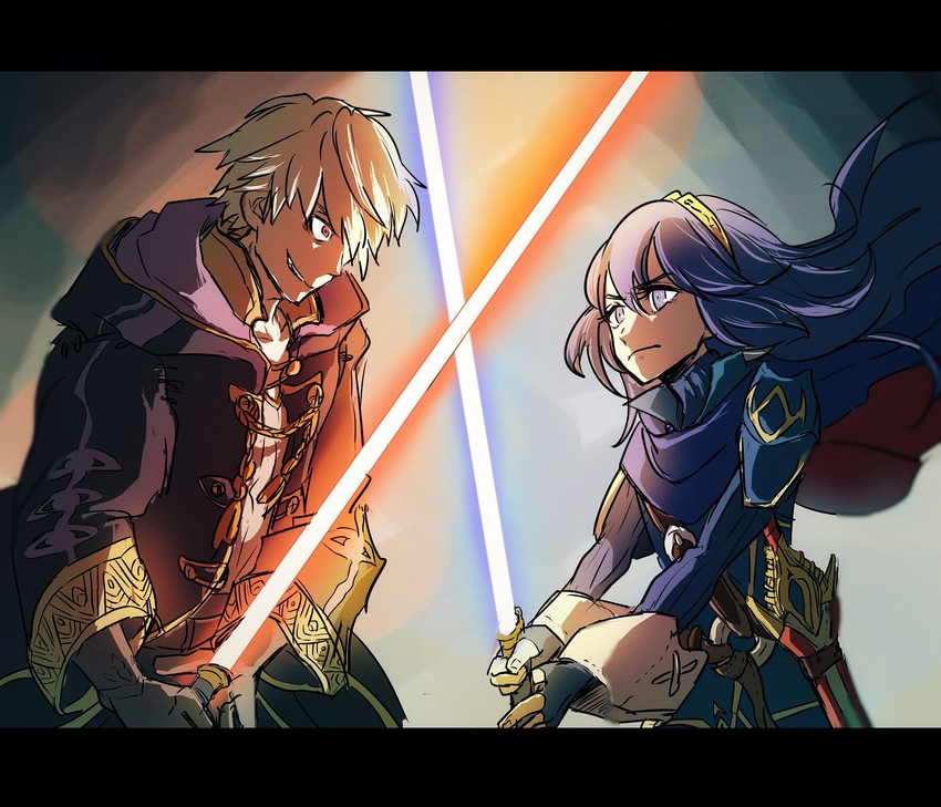 lucina and male robin (fire emblem and 3 more) drawn by hoshigaki_(hsa16g)