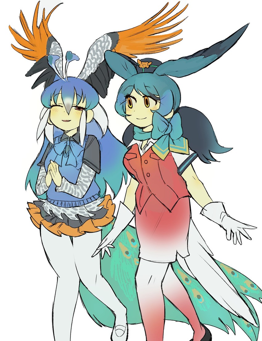 passenger pigeon and peafowl (kemono friends) drawn by igarashi_(nogiheta)