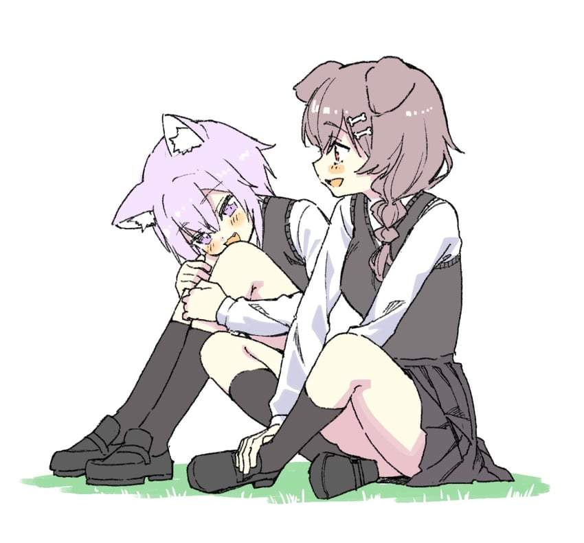 nekomata okayu and inugami korone (hololive) drawn by ishida_aya