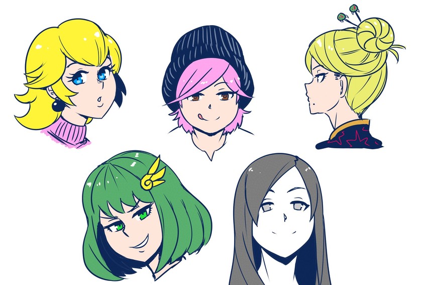 princess peach, samus aran, palutena, villager, and wii fit trainer (mario and 6 more) drawn by akairiot