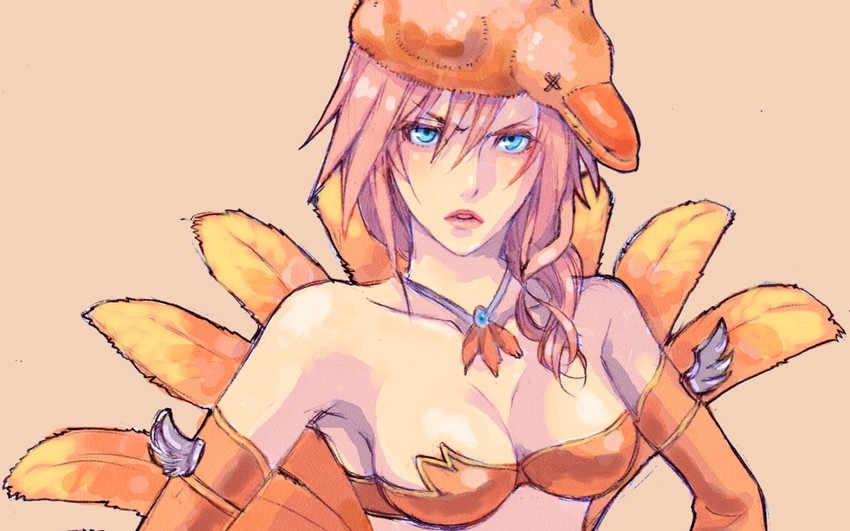lightning farron and chocolina (final fantasy and 2 more) drawn by suzumaru_(abyss_iris)