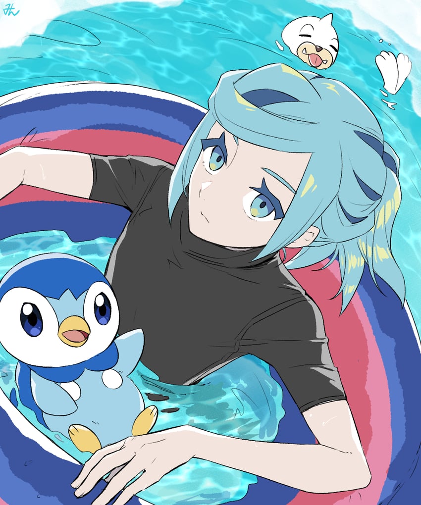 piplup, grusha, and seel (pokemon and 1 more) drawn by min_(myna8247)
