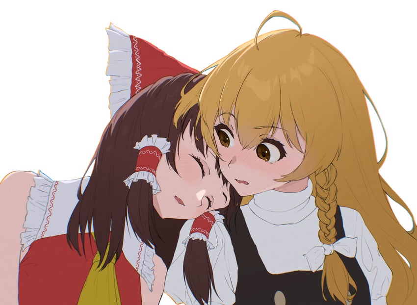 hakurei reimu and kirisame marisa (touhou) drawn by esthoric