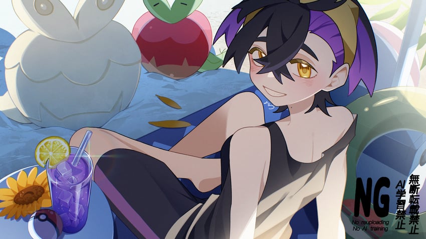 kieran and applin (pokemon and 1 more) drawn by ame_akira