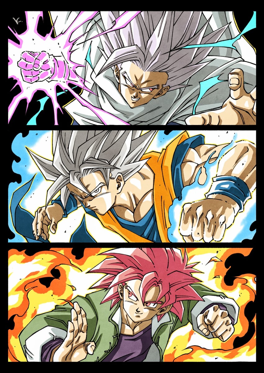 son goku, son gohan, son goten, and gohan beast (dragon ball and 2 more) drawn by kakeru_(dbskakeru)