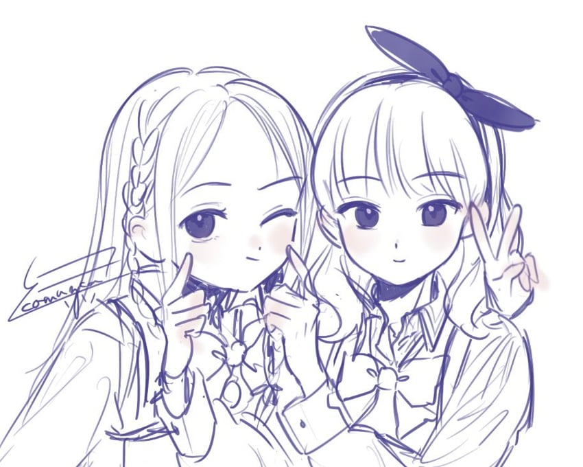kuroki francisca yuria and tachibana theresia nagisa (assault lily) drawn by komuzuka