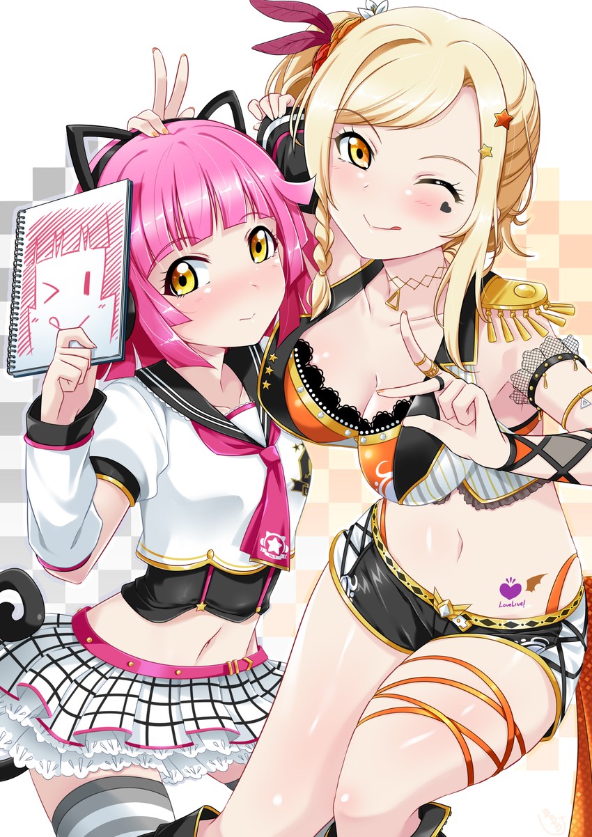tennoji rina and miyashita ai (love live! and 3 more) drawn by bunji