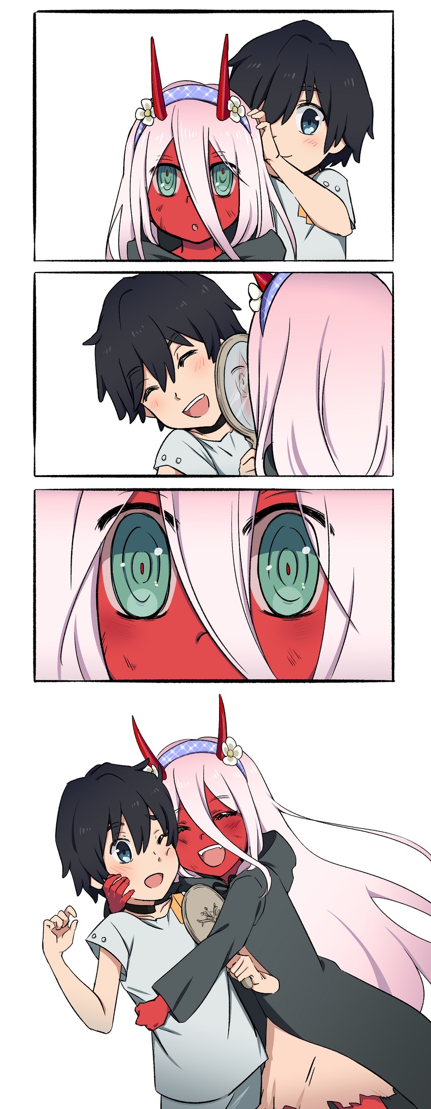 zero two and hiro (darling in the franxx) drawn by k_016002