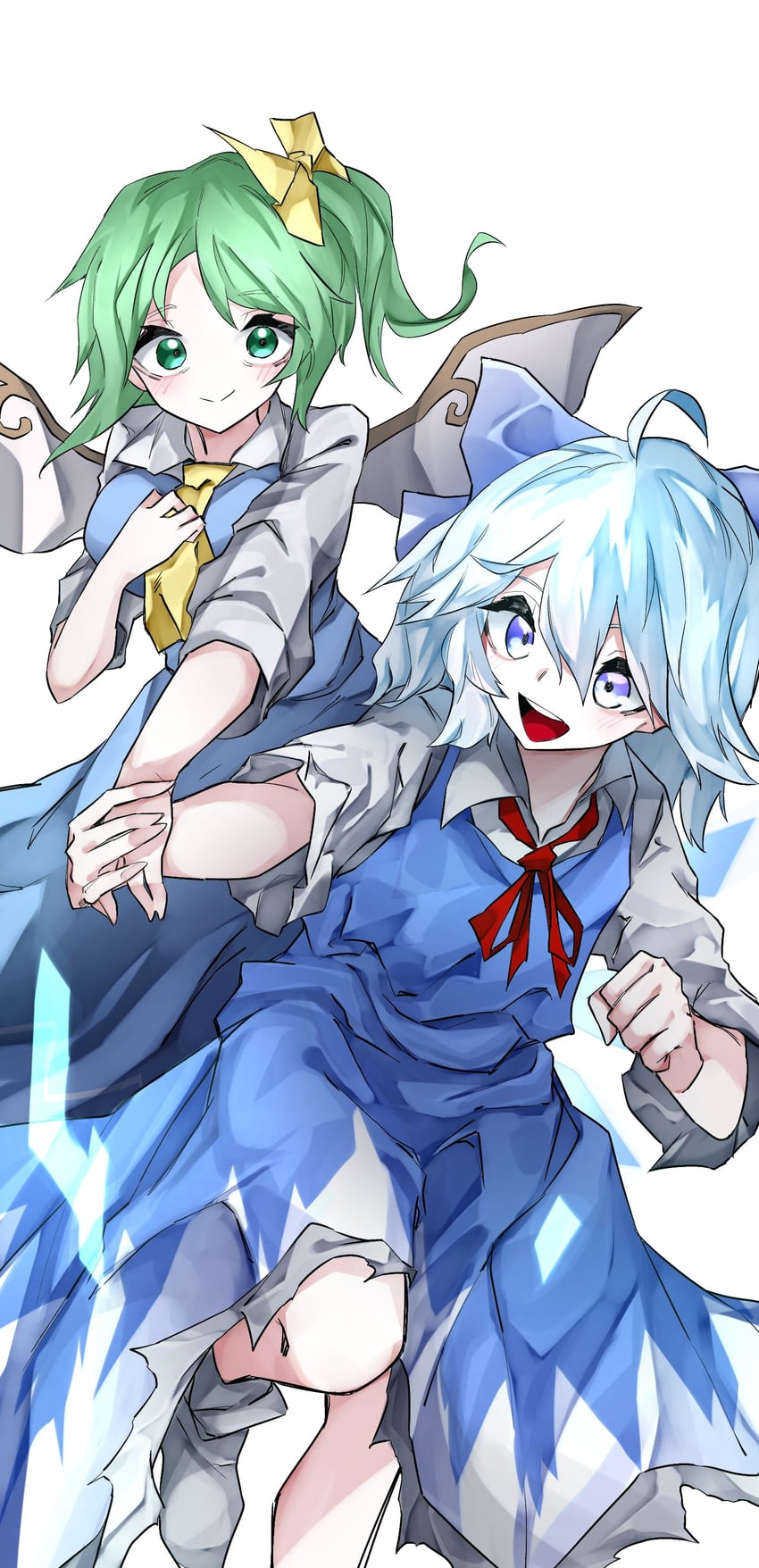 cirno and daiyousei (touhou) drawn by vivo_(vivo_sun_0222)