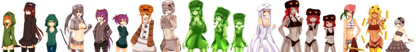 creeper, enderman, zombie, cupa, ghast, and 13 more (minecraft and 1 more) drawn by at2.