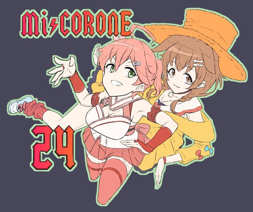 sakura miko and inugami korone (hololive) drawn by kinako_mocchi_mochi