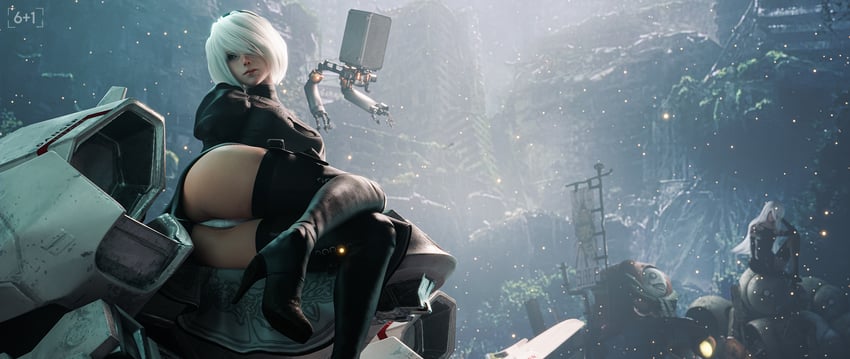 2b, pod, and a2 (nier and 1 more) drawn by seven_(sixplusone)