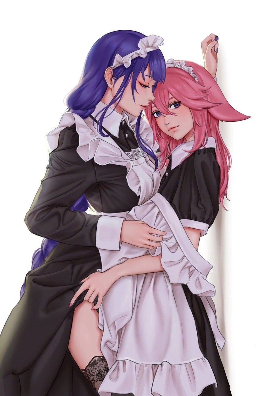 raiden shogun and yae miko (genshin impact) drawn by quilm