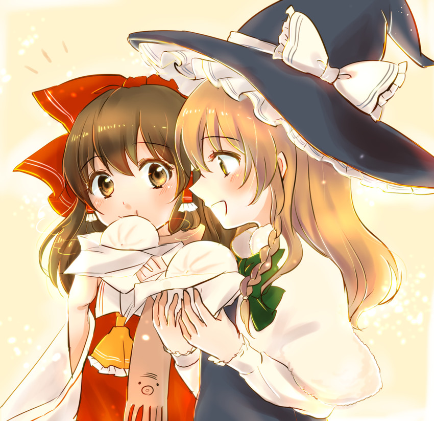 hakurei reimu and kirisame marisa (touhou) drawn by menyo_(menyotas)