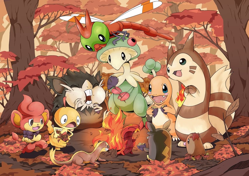 morpeko, charmander, furret, diglett, breloom, and 6 more (pokemon) drawn by q-chan