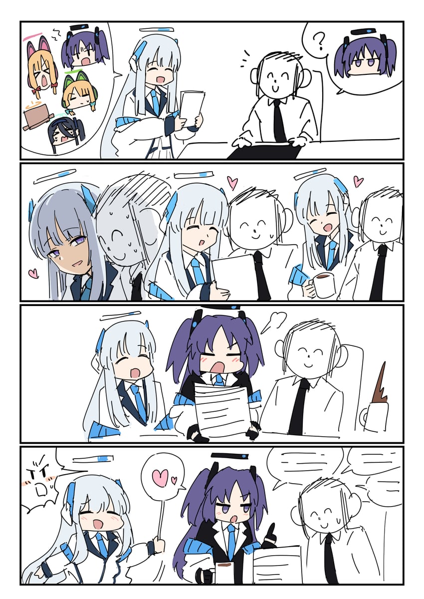sensei, yuuka, doodle sensei, aris, momoi, and 3 more (blue archive) drawn by tenten_(chan4545)