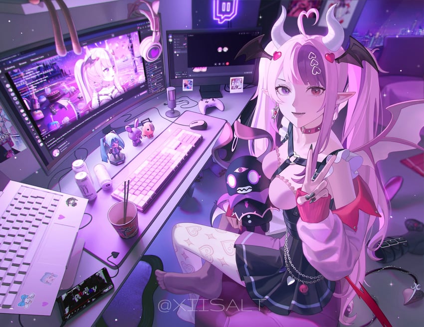hatsune miku, frieren, pochita, ironmouse, and bubi (vocaloid and 6 more) drawn by xiisalt