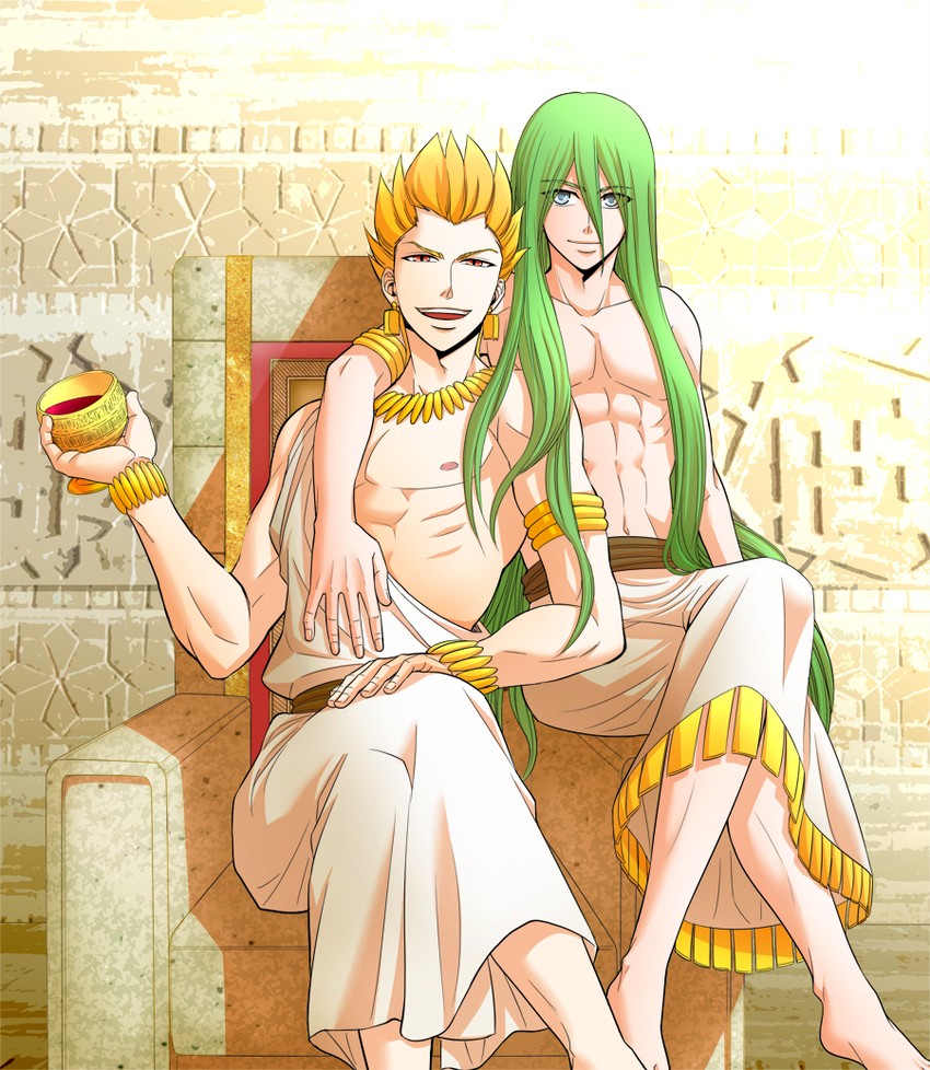 gilgamesh and enkidu (fate and 2 more) drawn by sanada_(teketo)