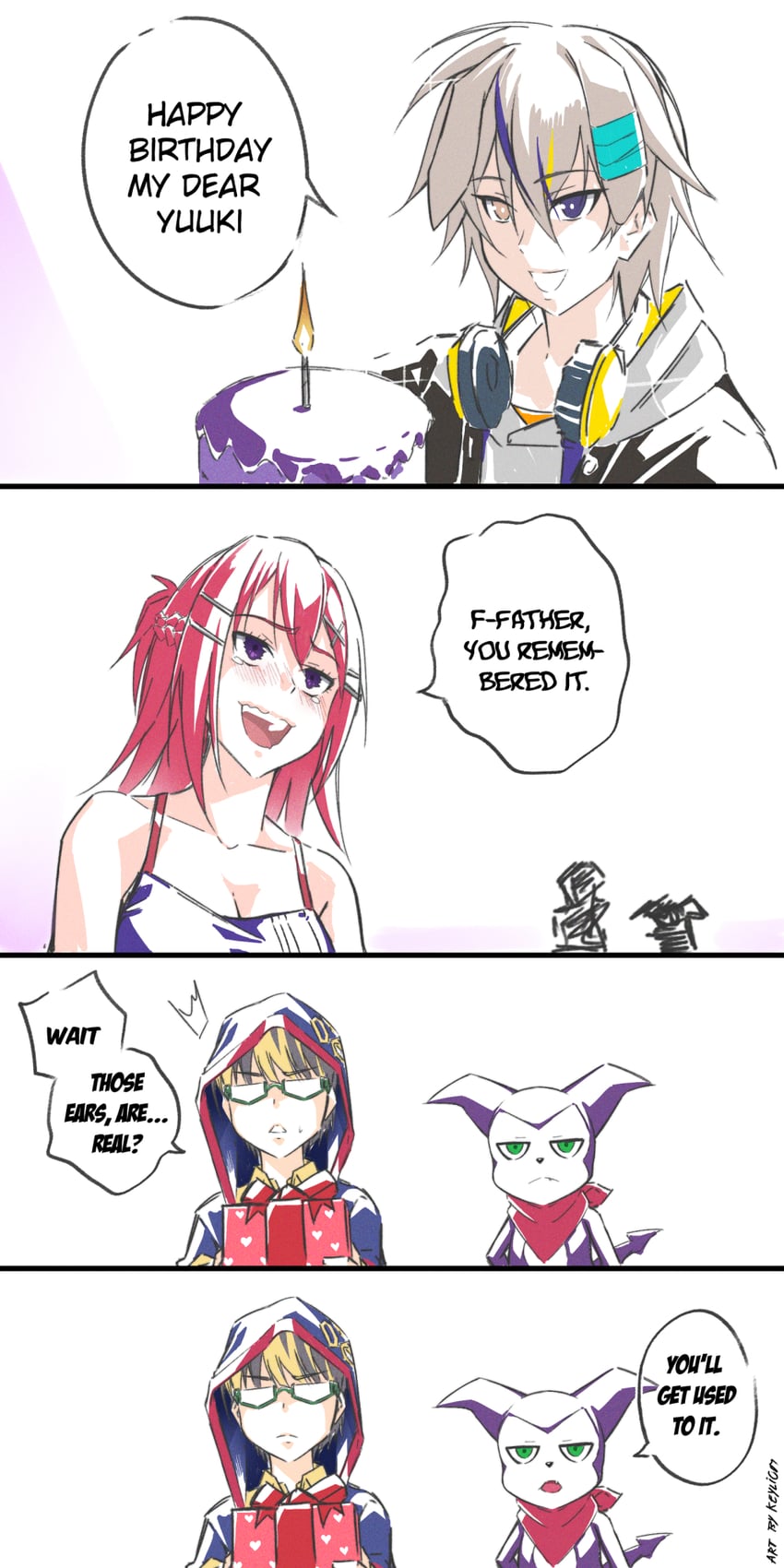impmon, yuuki, winr, and totsuka namu (indie virtual youtuber and 3 more) drawn by keyliom