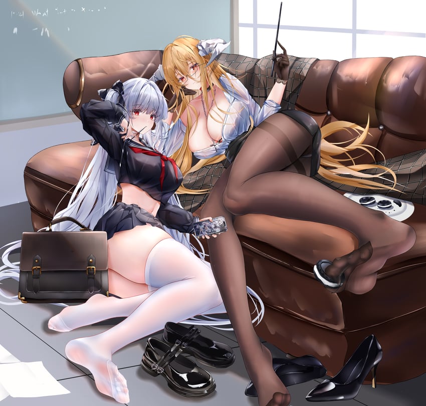 formidable, prinz eugen, implacable, noshiro, le temeraire, and 2 more (azur lane) drawn by iue_(artist)