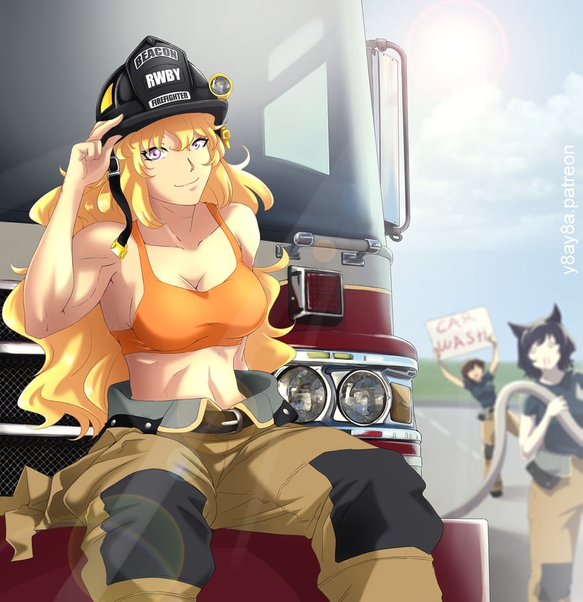 ruby rose, yang xiao long, and blake belladonna (rwby) drawn by yaya_(y8ay8a)
