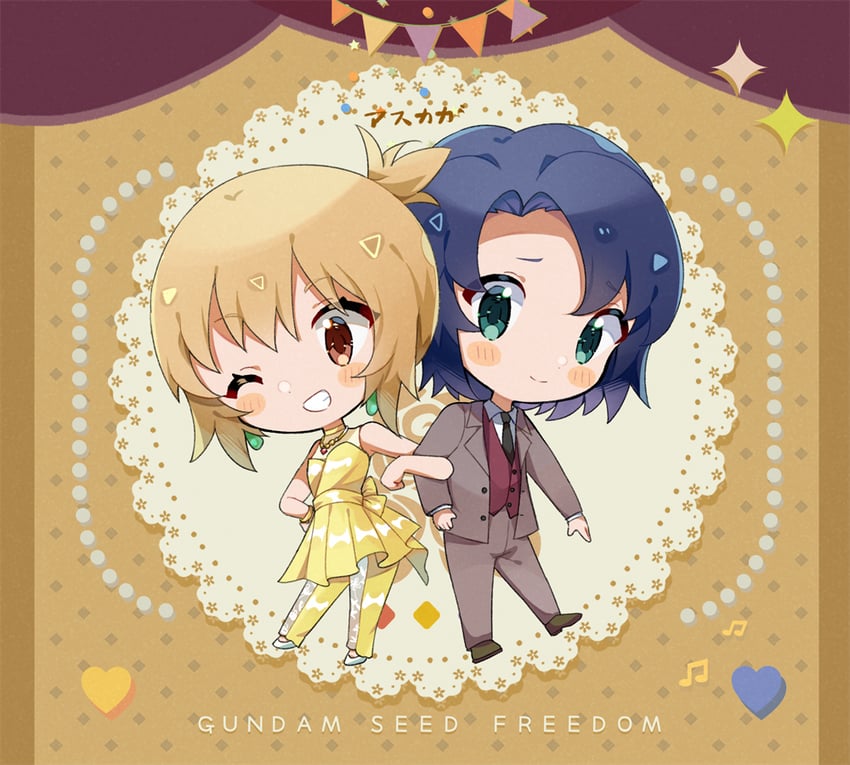 cagalli yula athha and athrun zala (gundam and 2 more) drawn by momosuzurina